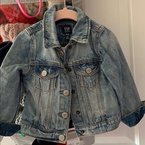 Gap denim distressed jean jacket size 3